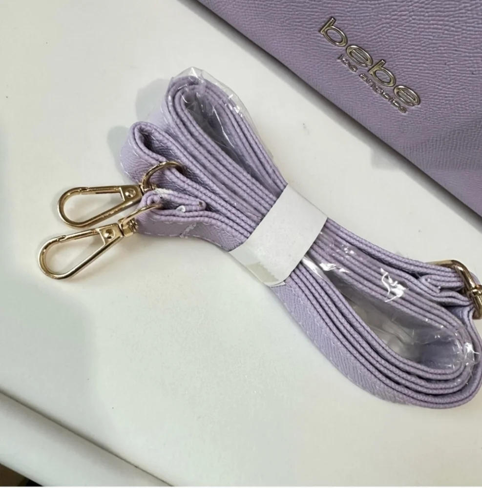 Bebe Evie Satchel with Gold Hardware and Crossbody Strap Rare Lilac Purple NWT